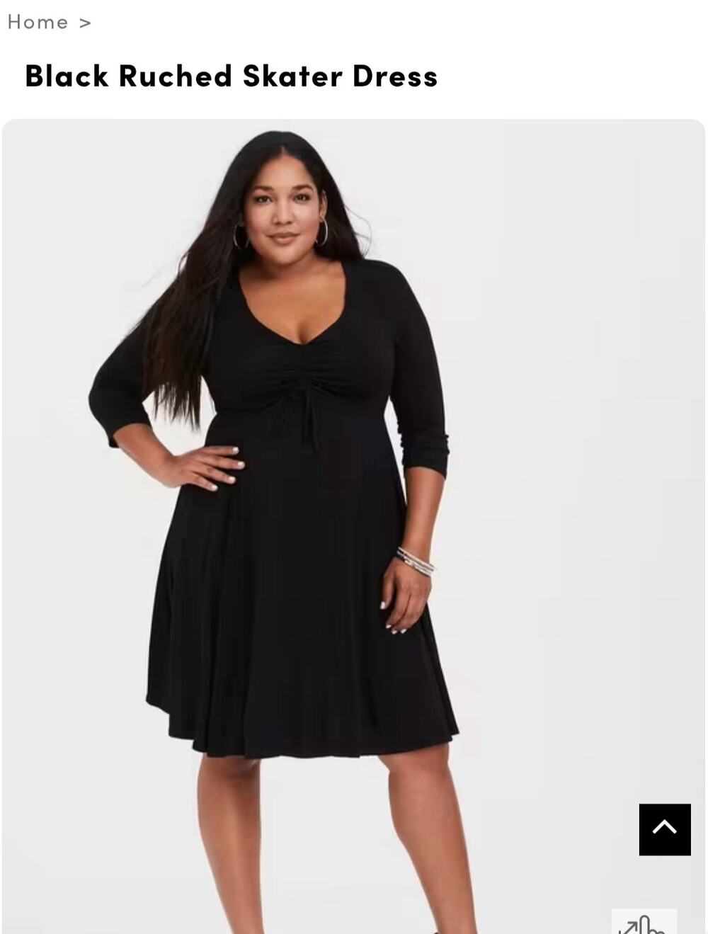 Torrid Black Ruched Skater Dress Plus Size 2 (18/20) V-Neck
